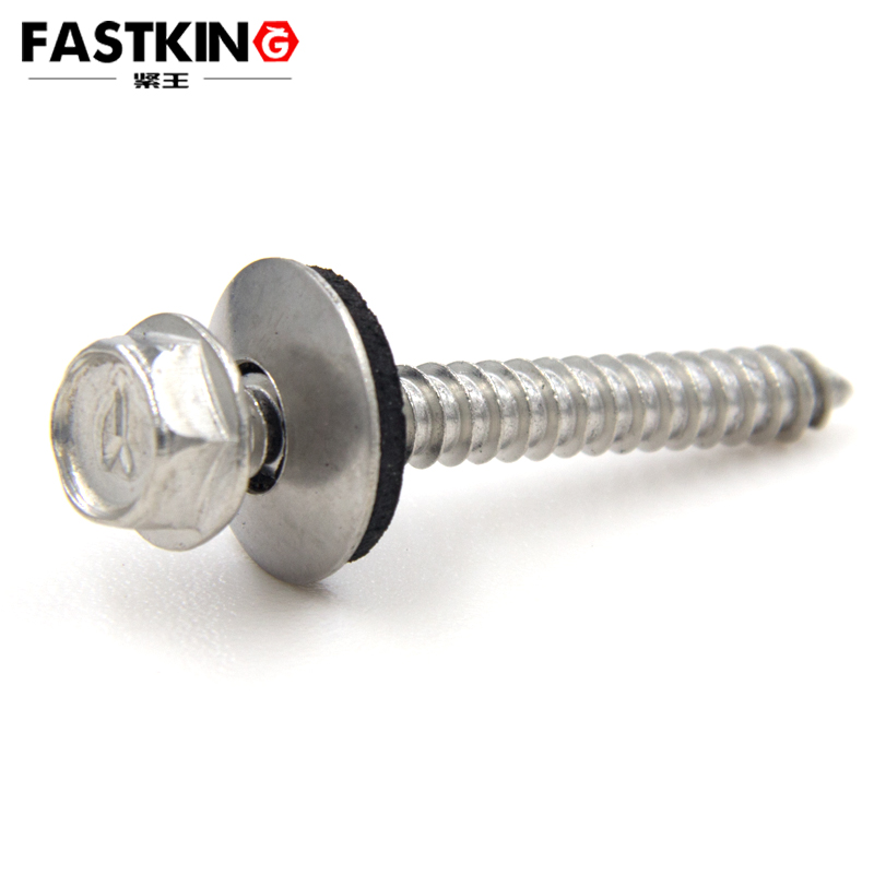 Non - standard customized hexagon head self - tapping screw with flange face and EPDM washer